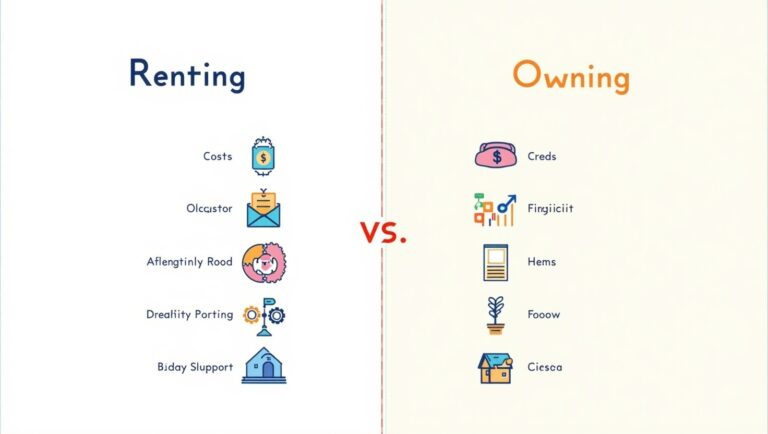 Renting vs. owning home comparison chart.