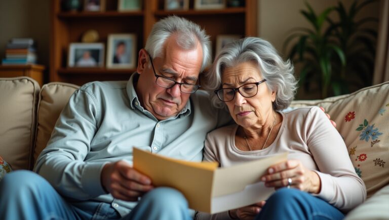 Elderly couple concerned about a delayed Social Security payment.