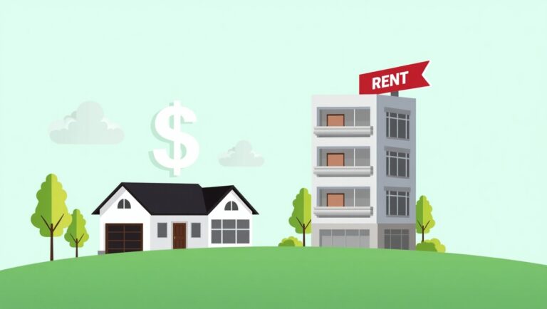 Mortgage vs. rent financial concept.