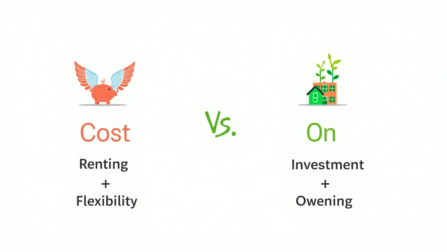 Renting vs. owning home infographic comparison.