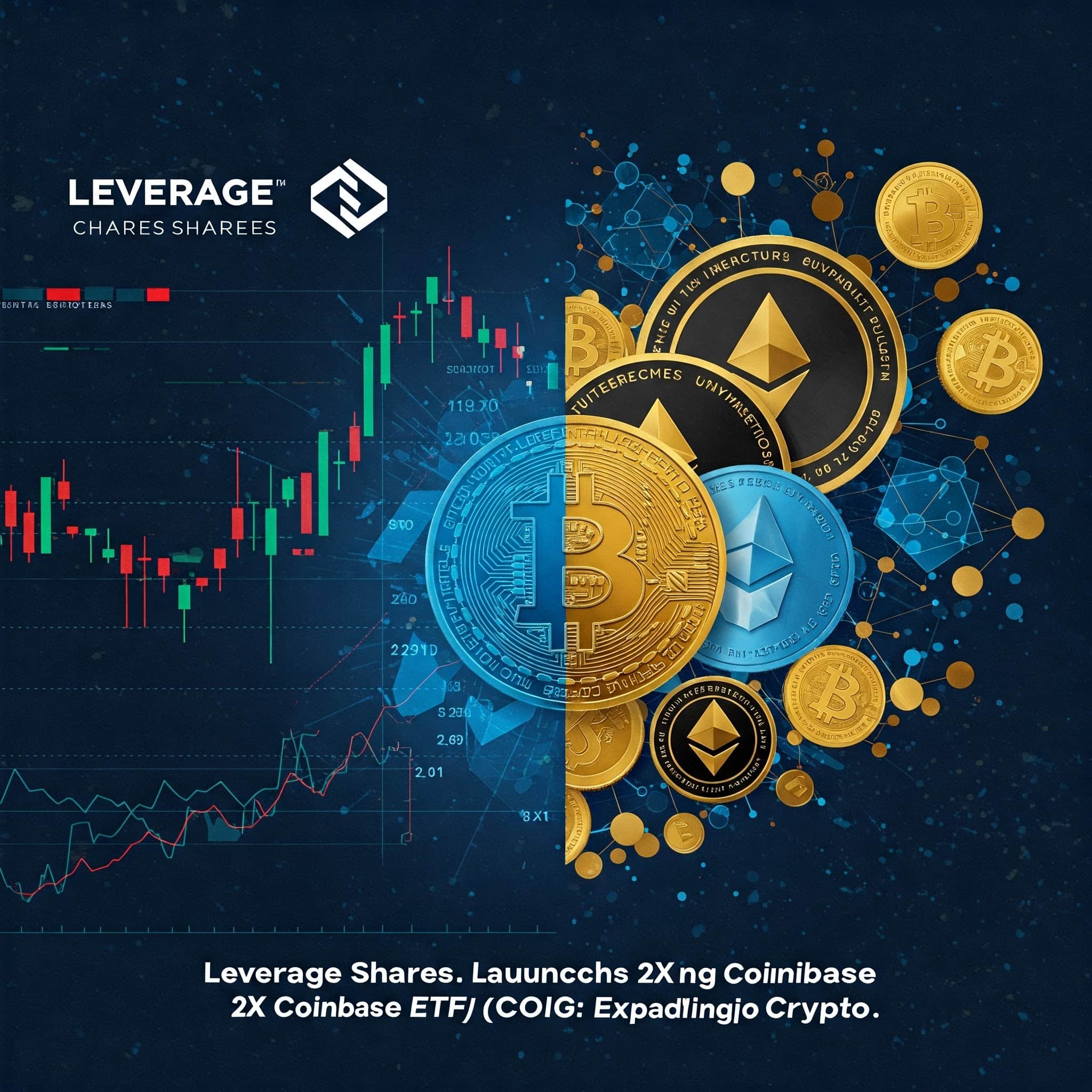 Leverage Shares’ 2X Coinbase ETF featured image with crypto & finance.