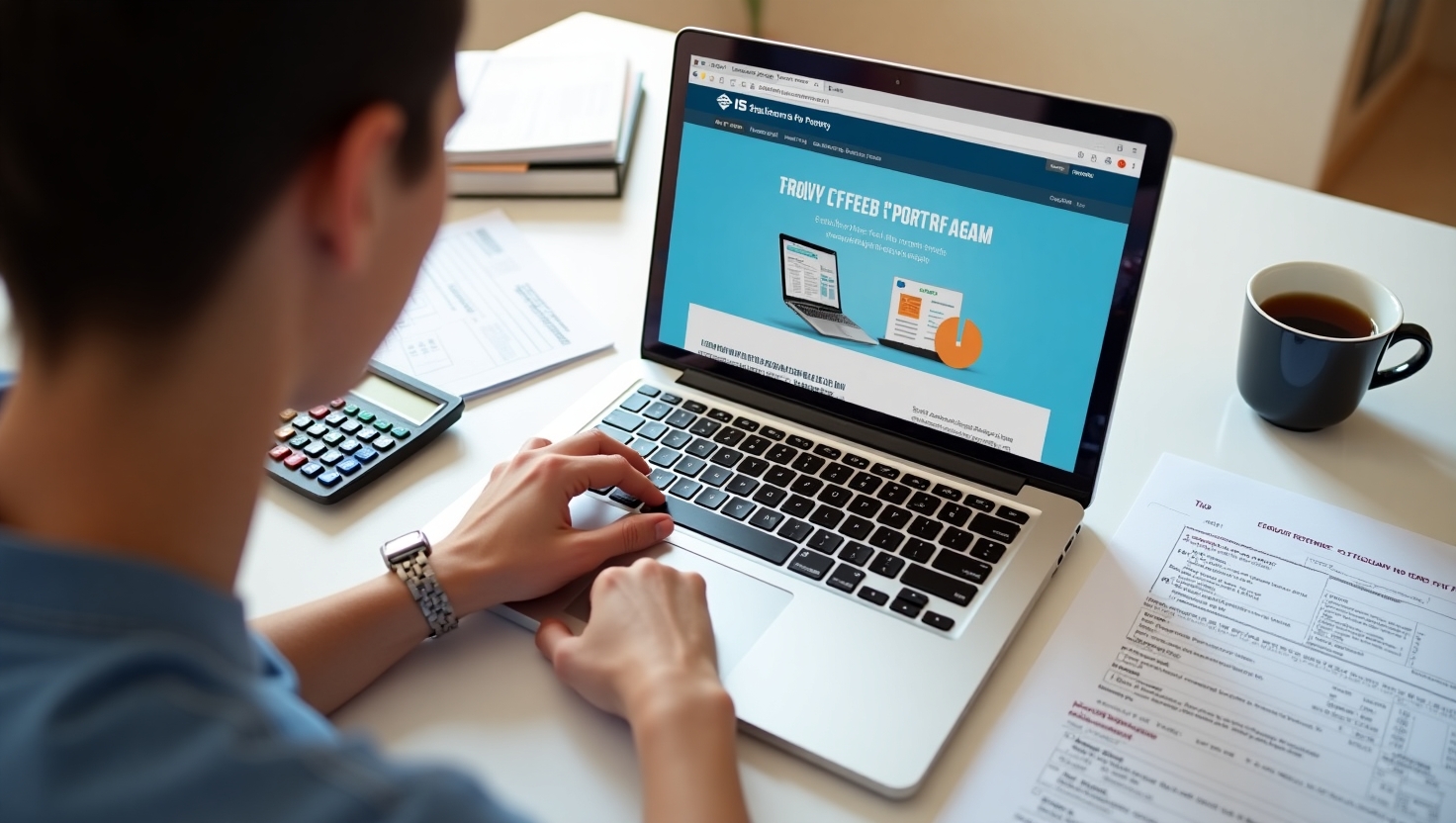 US taxpayers reviewing tax documents with IRS Fresh Start Program page open on laptop, symbolizing financial relief.