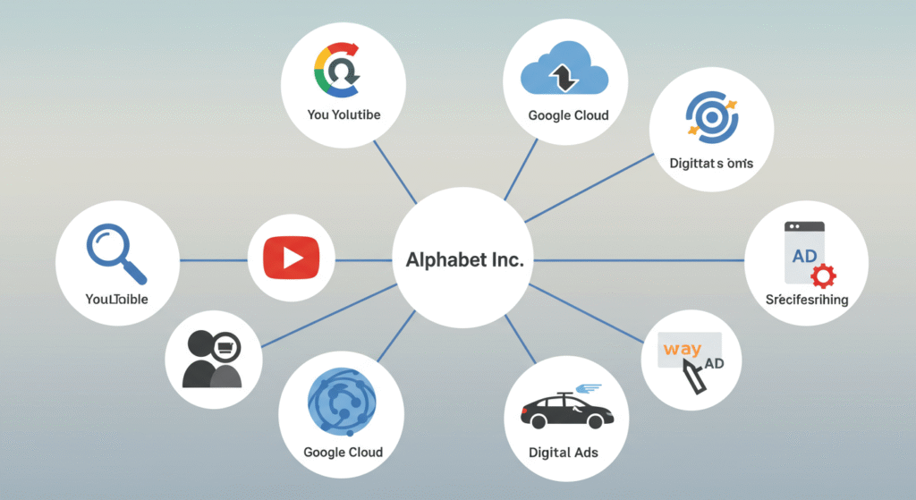 Alphabet business model including Google Search, YouTube, and Cloud
