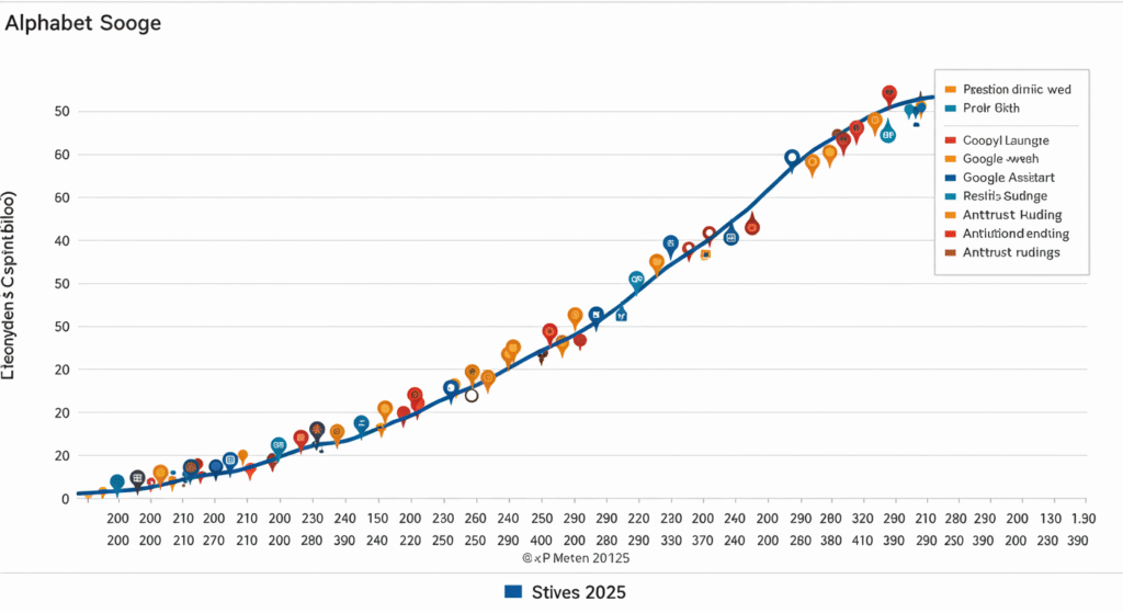 Alphabet stock historical performance chart with key milestones