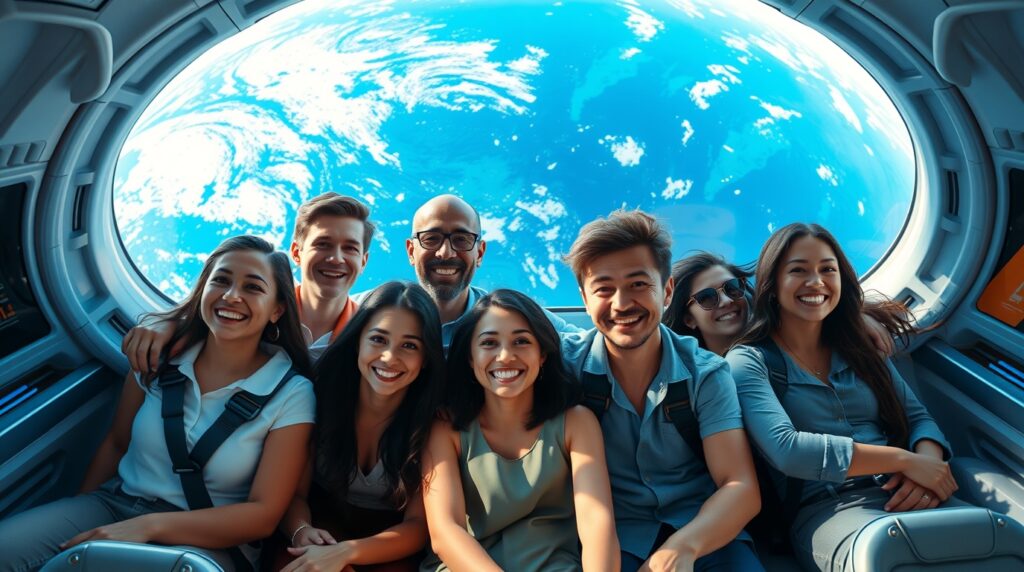 Passengers in zero gravity