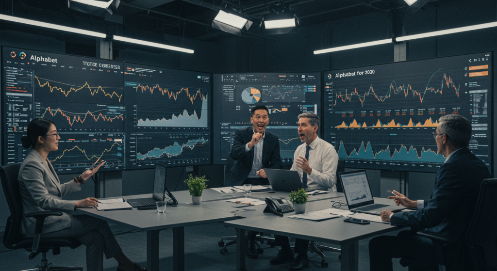 Experts discussing Alphabet stock predictions for 2030