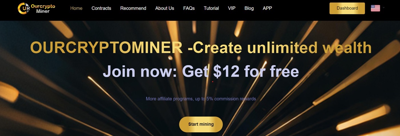 OurCryptoMiner Cloud crypto mining concept