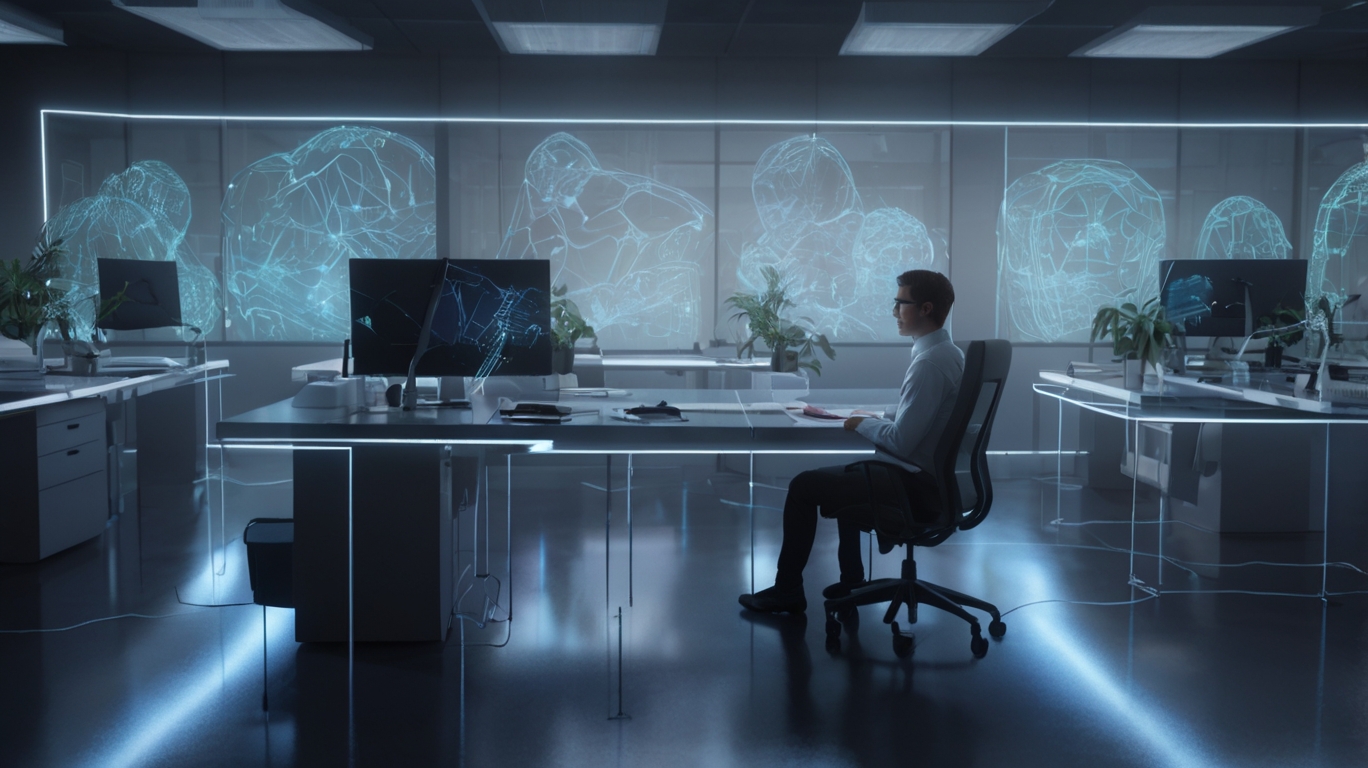 AI replaces human jobs in modern corporate office