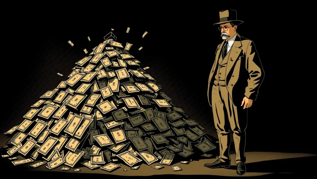 Charles Ponzi historical financial fraud illustration