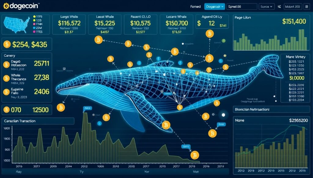 Large whale transactions moving Dogecoin blockchain data