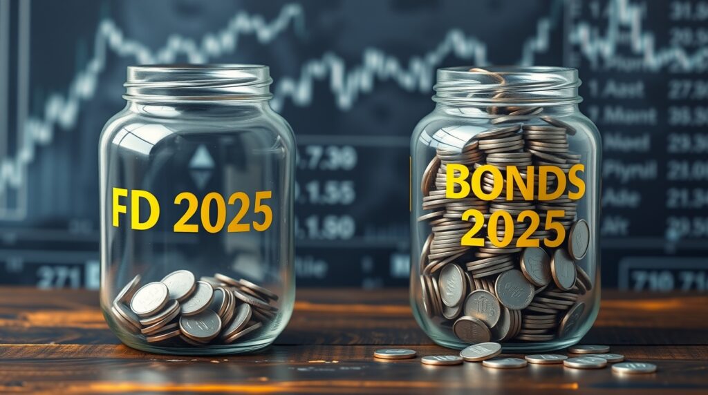 Visual comparison showing fewer returns from FDs and higher returns from bonds in 2025.