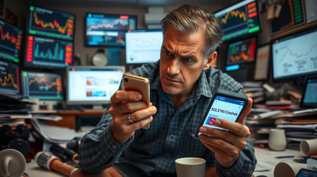 Investor reacting to SOL crash news