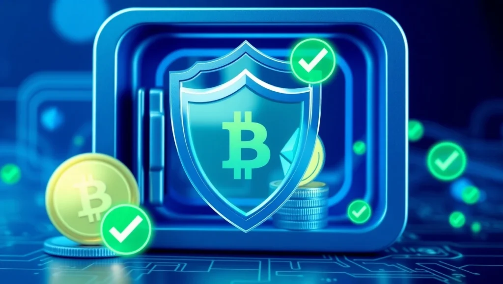 Safe cryptocurrency investment protection concept