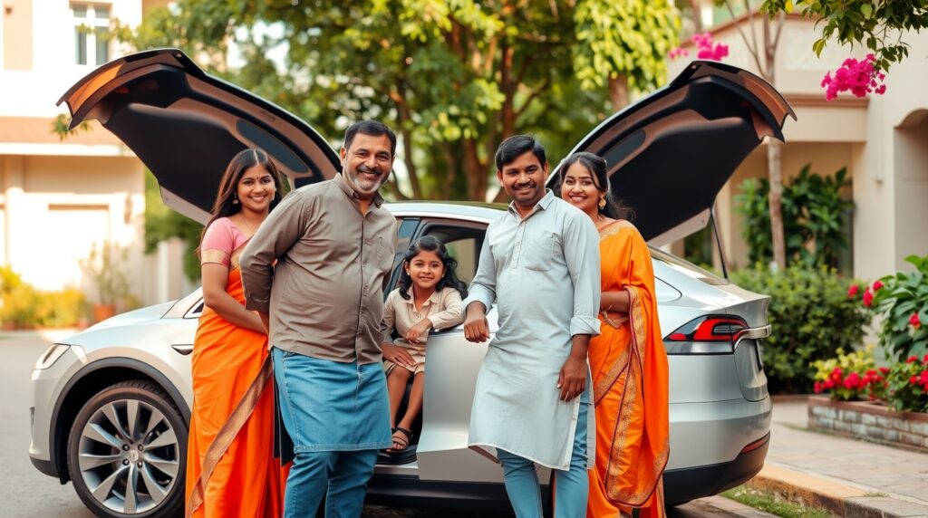 Tesla Model X Indian family
