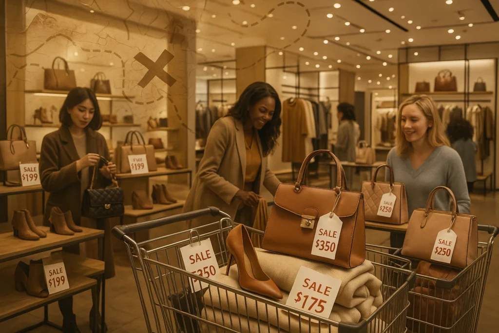 TJX treasure hunt shopping model with customers finding discounted designer merchandise