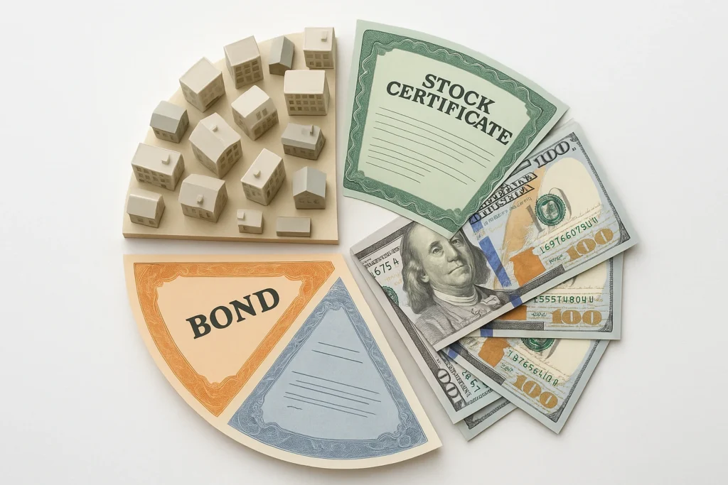 Diversified investment portfolio pie chart visualization