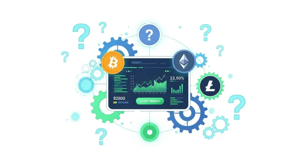 Crypto mining platform frequently asked questions infographic
